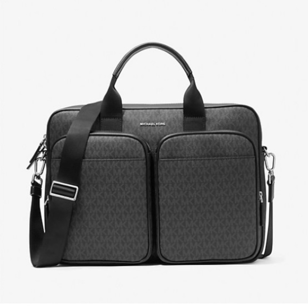 Michael Kors Cooper Logo Utility Briefcase Black/Grey